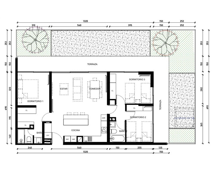 3 Dormitorios 2 Baños con patio